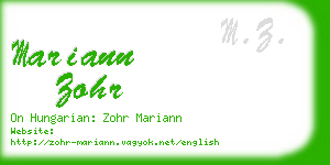 mariann zohr business card